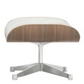 Lounge Chair Ottoman Hocker - White Edition, Lederbezug premium f olive 74, Gleiter weiss für hartböden