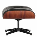 Lounge Chair Ottoman Hocker - Classic Version, Schale nussbaum schwarz pigmentiert, Lederbezug premium f braun 77, Untergestell poliert, Gleiter ba...