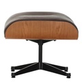 Lounge Chair Ottoman Hocker - American Cherry Version, Lederbezug natural f nero 66, Untergestell poliert, Gleiter gleiter für teppichböden