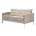 Knoll International, Florence Knoll 2er Sofa, Bezug leder, volo coffee bean vo947, Gestell anthrazit, lackiert