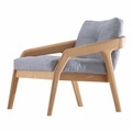 Friday 1 Sessel, Holz amerikanischer nussbaum, Kernleder testa di moro, Stoff remix 0823