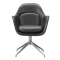 Fredericia, Swoon Dining Armchair Drehstuhl, Bezug leder omni - 377 dark brown, Untergestell aluminium poliert