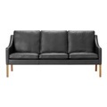 Mogensen 2209 3er Leder-Sofa, Bezug leder omni - 377 dark brown, Beine eiche schwarz lackiert