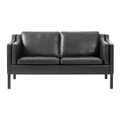 Mogensen 2212 2er Leder-Sofa, Bezug leder omni - 320 dark clay, Beine eiche schwarz lackiert