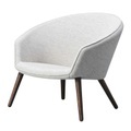 Ditzel Lounge Chair Stoff-Sessel, Bezug stoff remix3 - 733 blue, Beine walnuss lackiert