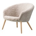 Ditzel Lounge Chair Schafsfell-Sessel, Beine walnuss lackiert