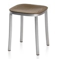 1 Inch Plywood Small Stool Hocker, Gestell aluminium, gebürstet, Holz nussbaum natur
