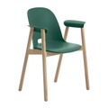 Emeco, Alfi Armchair Armlehnstuhl, Gestell holz, esche hell, Sitzschale white
