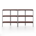 Run Shelf Regal, Gestell aluminium, klar pulverbeschichtet, Ausführung tablare, nussbaumholz
