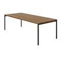 DAN OUTSIDE Tisch, Tischplatte holz, kastanie, Grösse l. 220 x b. 100 cm, Untergestell grau weiss, ral 9002