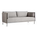 Silhouette 2 Seater 2er Sofa, Stoff 0233 remix by kvadrat, Keder leder schwarz, Untergestell eiche geölt
