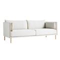 Silhouette 3 Seater 3er Sofa, Stoff 0123 remix by kvadrat, Keder leder schwarz, Untergestell eiche geölt