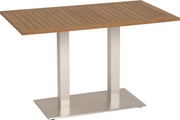 Stern, Stern Tisch 130X80 Cm Aluminium Edelstahloptik Mit Tischplatte Old Teak