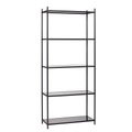 Huebsch Regal M/5 Böden, Glas/Metall, Schwarz