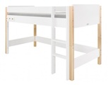 Bopita, Bopita Halbhochbett 90x200 Jente Weiss/Natur mit Gerader Treppe