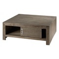 Zago, Zago Table basse en teck grisé carrée 2 portes Cosmos