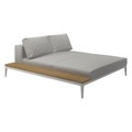 Gloster Grid Chaiselongue XL mit Teakablage