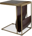 Morosi READER Beistelltisch 44x35/51,5 cm Eiche Vintage Carbon Matt/Wachsleder Dark Chocolate/Gestell Messing