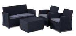 Creative Living Allibert Corona Lounge Set mit Kissenbox graphite - grau