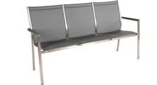 Stern Stapelbank Cardiff Edelstahl mit Bezug Textilen Silbergrau Aluminiumarmlehnen