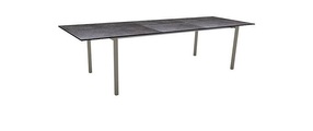 Stern Ausziehtisch Cosmopolitan 220/300x100cm Alum. Taupe mit Tischplatte Silverstar Vintage Grau