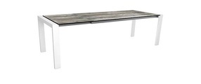 Stern Ausziehtisch 200/260x90 cm Select Alum. Weiss mit Tischplatte Silverstar Tundra Grau