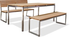Morosi Timber Gartentisch Kombination Aus Rostfreiem Edelstahl Und Teakholz