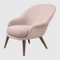 Gubi Bat Lounge Chair-Fully Upholstered Low back Wood base