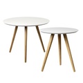 Bloomingville Couchtische - Rund - Holz - Weiss/Natur - 2er Set