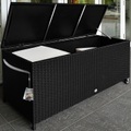 Polyrattan-Auflagenbox Schwarz 117,5x55x64,5cm mit Rollen
