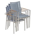 Casaria, Gartenstuhl Monza 4er-Set Grau stapelbar