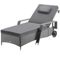 Polyrattan Sonnenliege Grau/Anthrazit 193x90x43cm