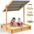 Sandkasten Hellbraun 120x120x120cm neigbares Sonnendach