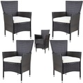 Casaria, Polyrattan Gartenstuhl 4er-Set Braun/Creme stapelbar