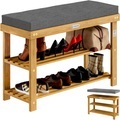 Casaria, Schuhbank FSC®-zertifiziertes Akazienholz 90x30x48cm