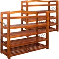 Schuhregal 2er-Set Akazienholz 82x95x26cm