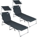 Casaria, Sonnenliege Ibiza 2er-Set Grau Alu mit Sonnendach