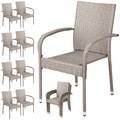 Polyrattan Stapelstuhl Comfort 8er-Set Creme