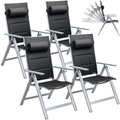 Gartenstuhl Bern Premium 4er-Set Silber gepolstert