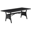 Polyrattan Tisch Schwarz 190x90x75cm mit WPC Tischplatte