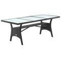 Polyrattan Gartentisch Takeo Schwarz 190x90x74cm Glas
