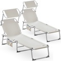 Sonnenliege Ibiza 2er-Set Creme Alu mit Sonnendach