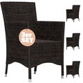 Casaria, Polyrattan Gartenstuhl 3er-Set Braun stapelbar