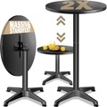 Casaria, Stehtisch 2er-Set Schwarz Alu Ø60cm klappbar, höhenverstellbar