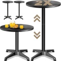 Casaria, Stehtisch 2er-Set Schwarz Alu Ø60cm höhenverstellbar