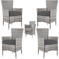 Polyrattan Gartenstuhl 4er-Set Grau/Anthrazit stapelbar
