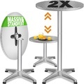Casaria, Stehtisch 2er-Set Silber Alu Ø60cm klappbar, höhenverstellbar