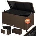 Polyrattan-Auflagenbox Braun 122x56x61cm mit Rollen