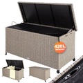 Polyrattan-Auflagenbox Creme 122x56x61cm mit Rollen