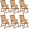 Garland, Gartenstuhl Bari 6er-Set Teakholz klappbar
